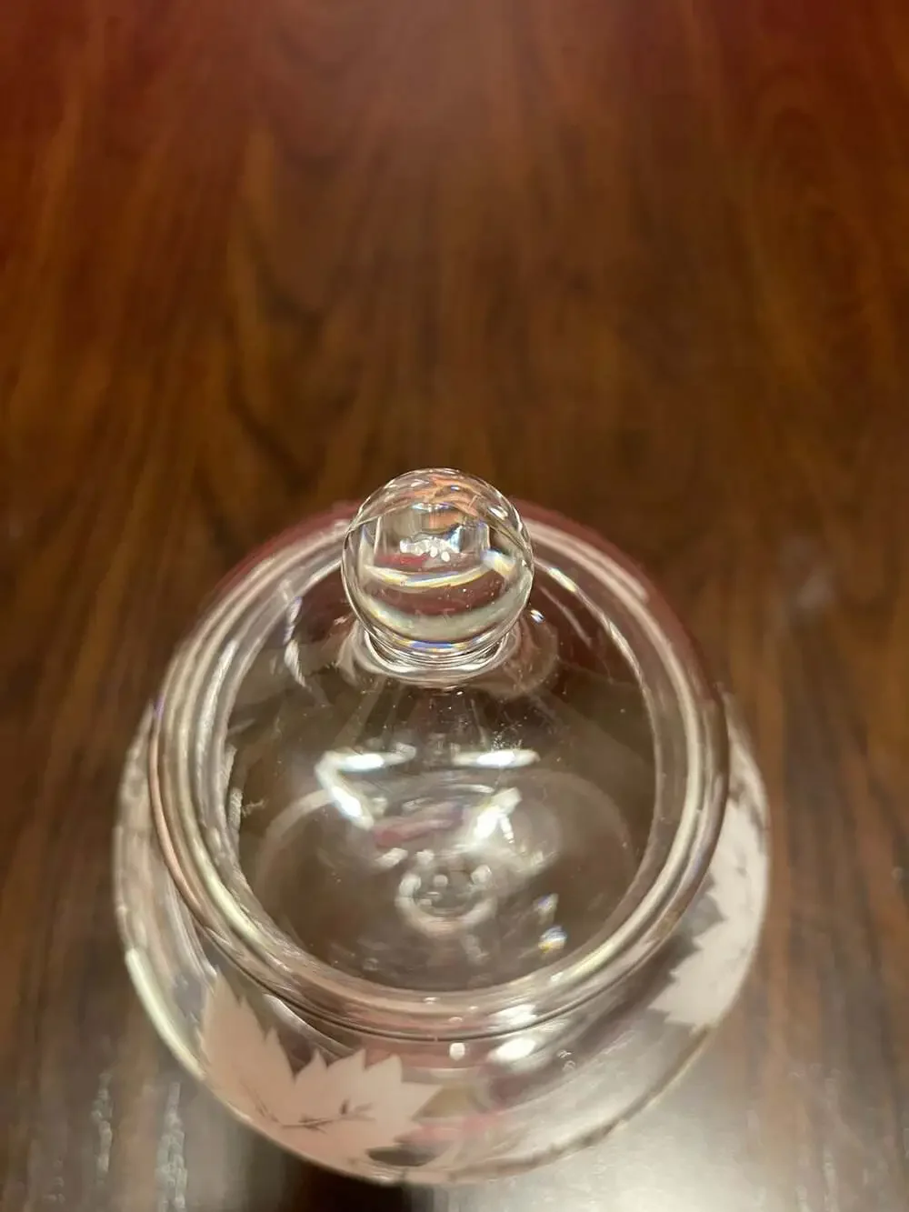 Vntg Pasabahce Decorative Blown Glass Candy Dish with Lid. Etched Grape & Leaf P